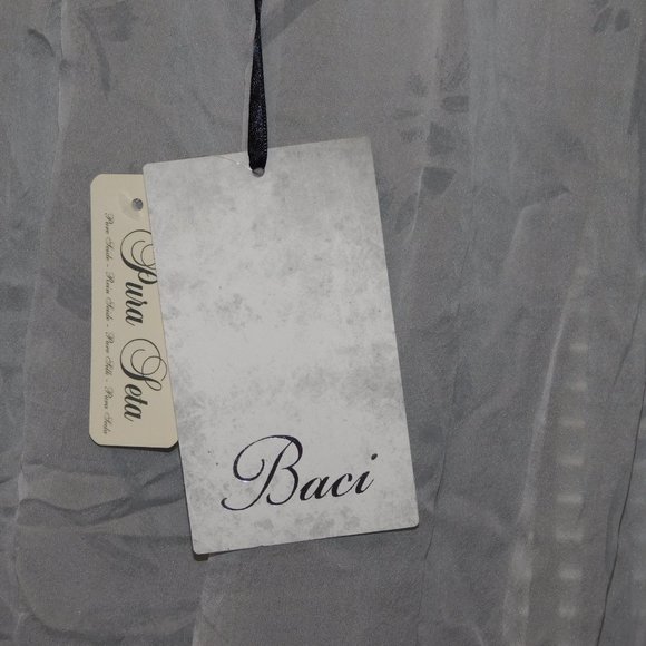 NWT Gray Print Silk Blouse BACI One Size O/S S M L  Made in Italy - Picture 5 of 5